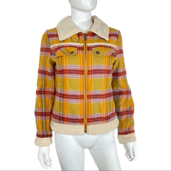 l.e.i Plaid Shearling Wool Blend Jacket - Picture 1 of 12